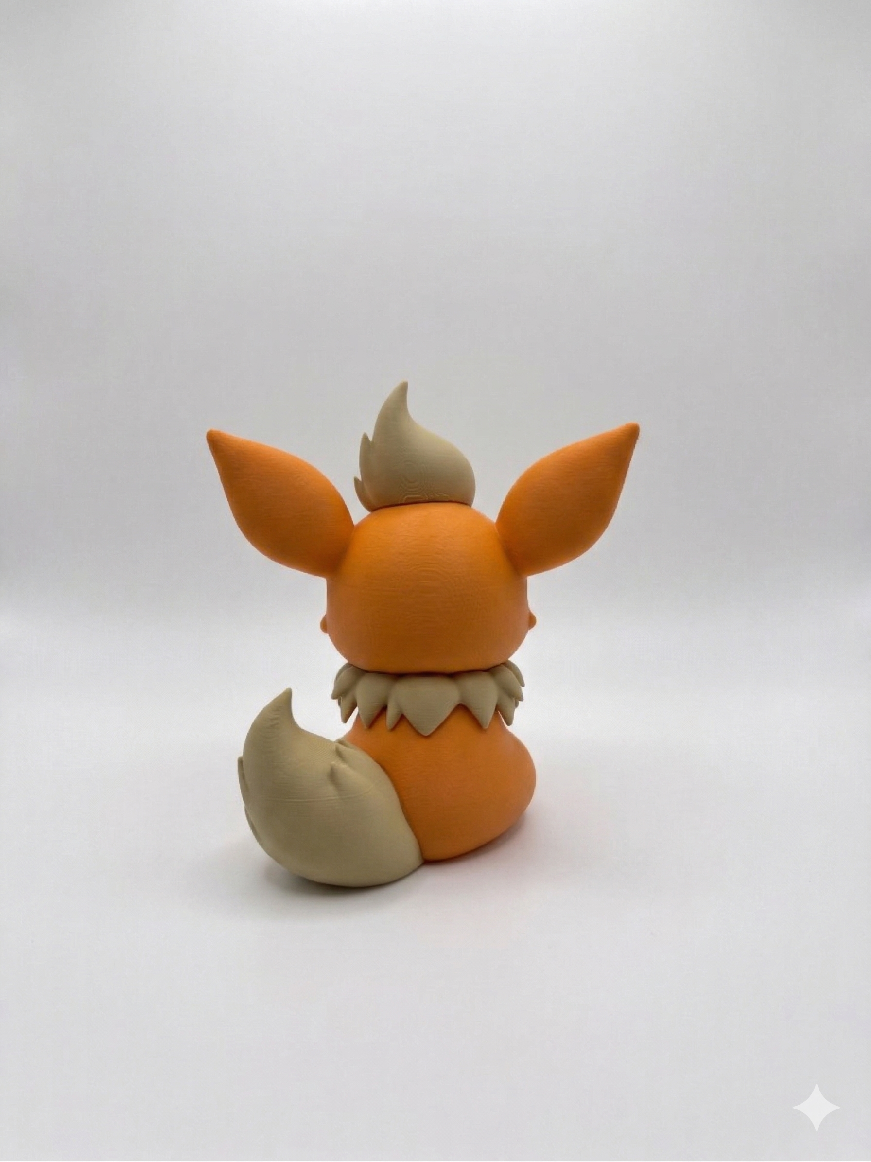 Orange and beige fox-like figurine on a white background, flareon, chibi, pokemon, 3d print