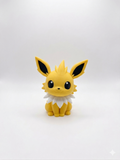 Yellow cartoon-like figurine with large ears on a white background, pokemon, model, figure, 3d print, chibi, jolteon