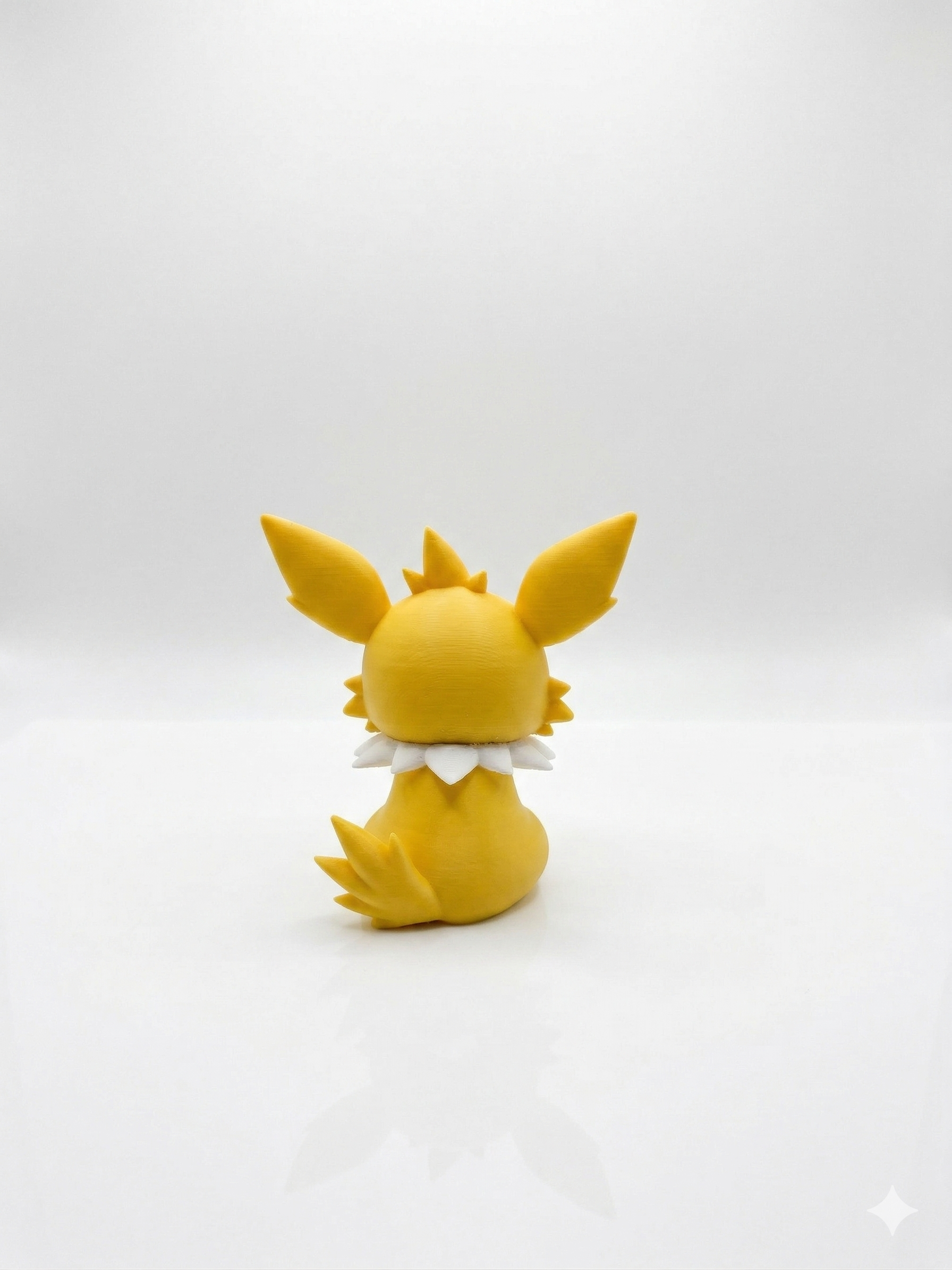 Yellow cartoon-like character with large ears on a white background, pokemon, chibi, figure, model. 3d print, jolteon